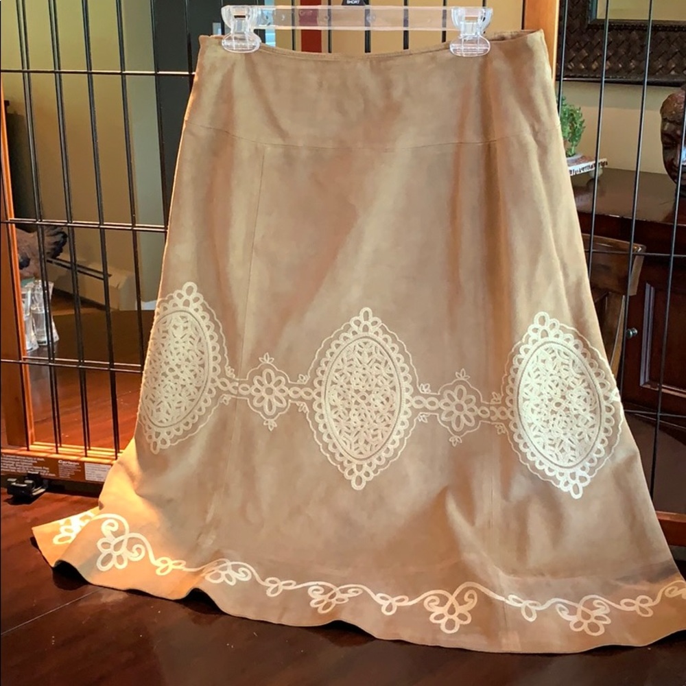 Ann Taylor suede mid-length skirt